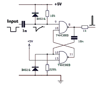 monostable using 2 NAND gates